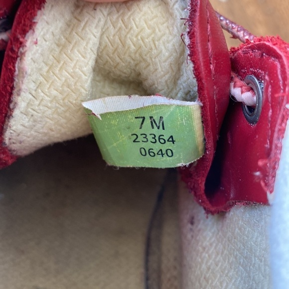 EUC VINTAGE BLINGED TIMBERLAND WATERPROOF LACE UP 5” RED BOOT - Picture 13 of 15